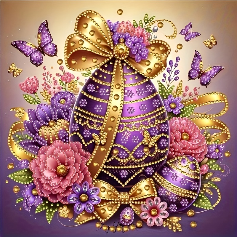 

Easter Floral Egg 5d Diamond Painting Kit, Special Shaped Crystal Art For Home Wall Decor, 11.8x11.8 Inch Canvas, Adult Holiday Craft, , Diamond Painting Kit