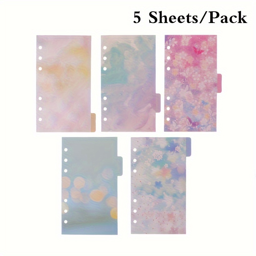 

5-pack A5/a6 Binder Index Dividers, Floral And Celestial Themed, Pre-punched Cardboard Planner Tabs