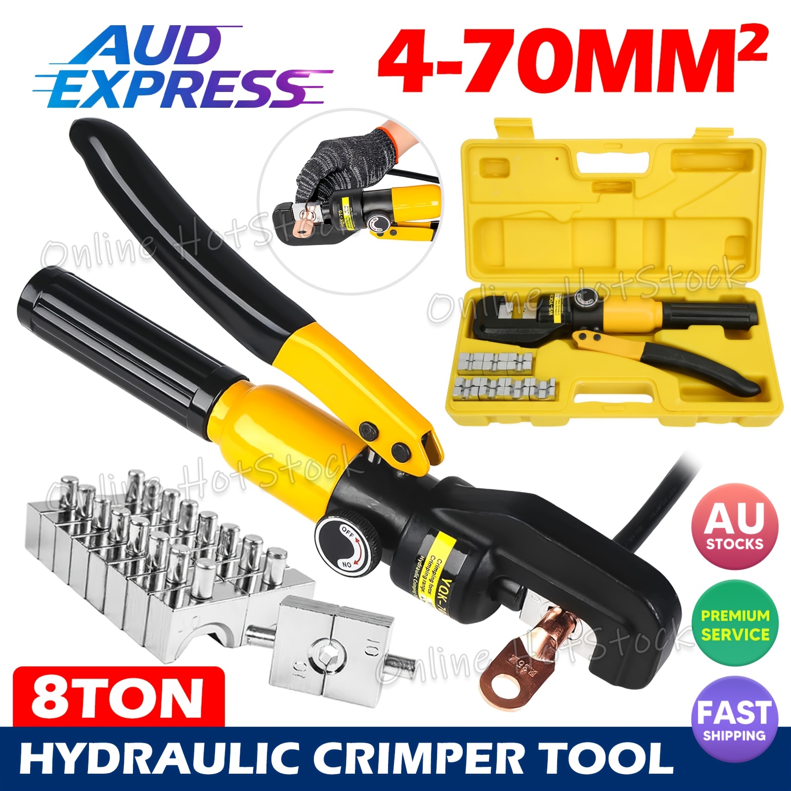 TEMU 8 Ton Crimping Kit Hydraulic Crimper Terminal Wire Cable Tube Lug Crimping Pliers