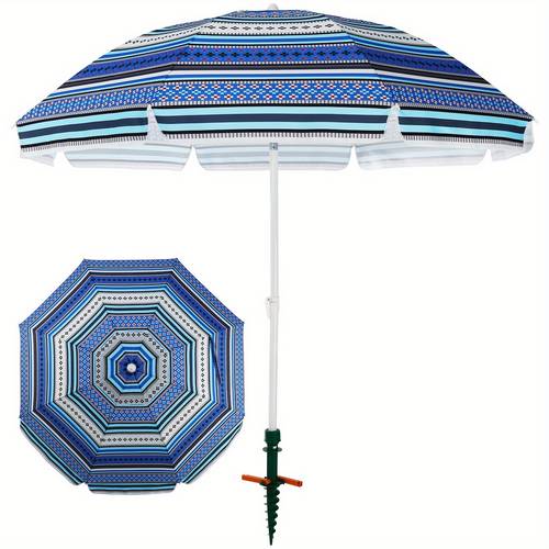 8 feet large beach umbrella with sand heavy duty high wind portable outdoor umbrellas uv 50 protection air vent tilt patio