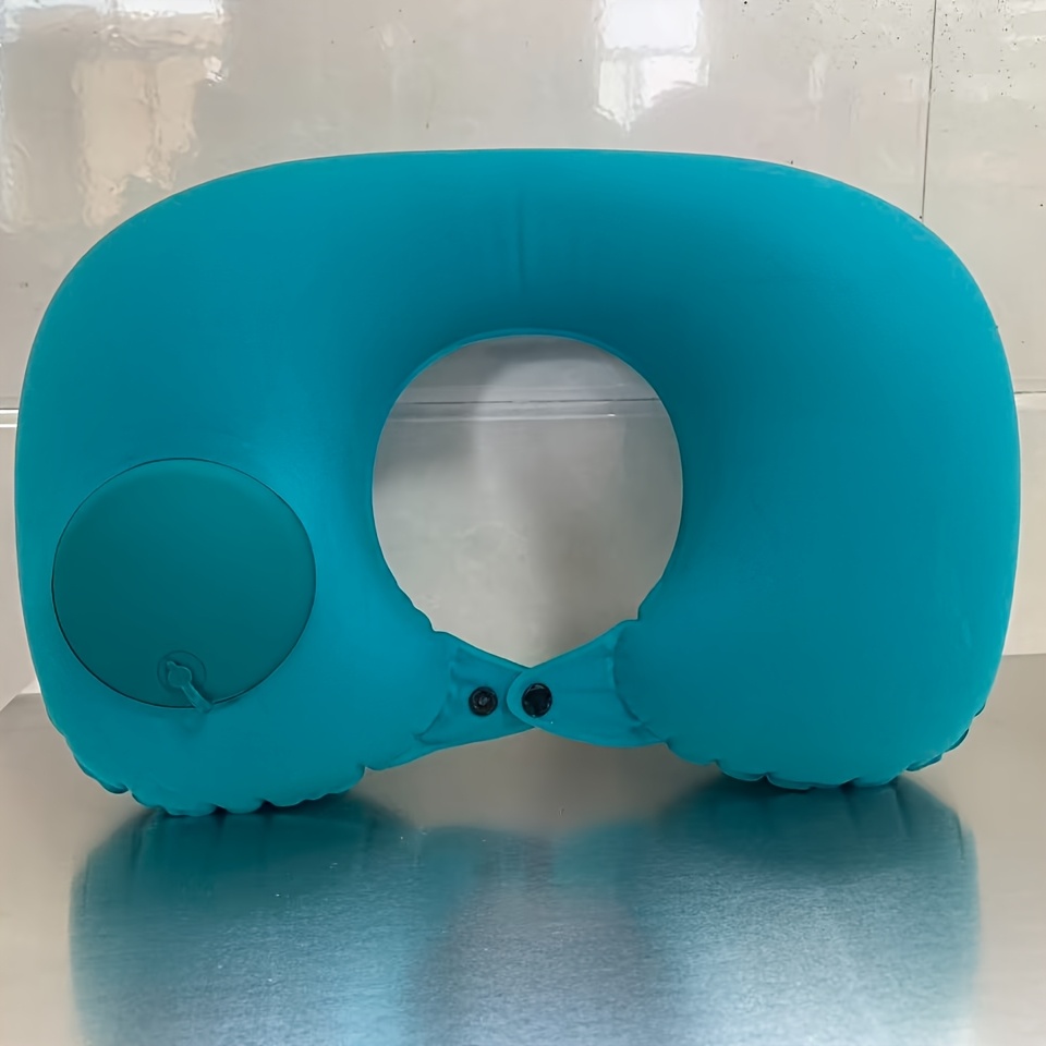 TEMU Almohada de viaje inflable para el cuello con soporte para cervical, almohada inflable portátil y plegable de U de tipo presión para en avión y
