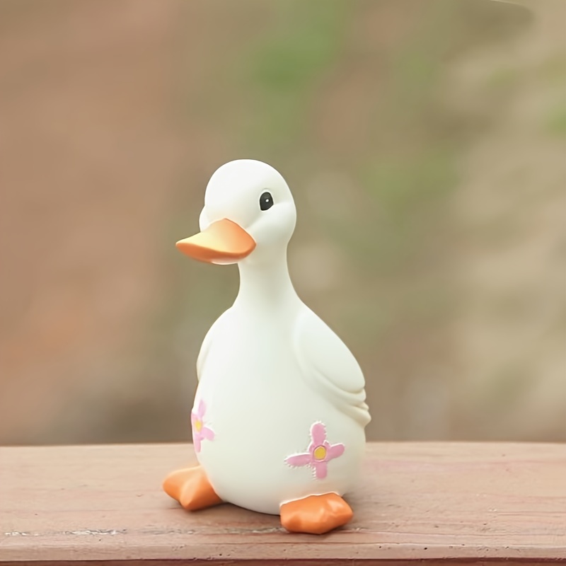 Kawaii Resin Cat Riding White Duck Bath Toy Home Decoration