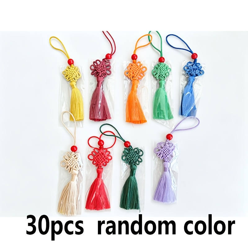 TEMU 30pcs Random Color Chinese Knot Tassel Beaded Small Hanging Pendants For Bookmarks, Bags, Home Curtain, Car, Gift Box Decoration Tassel Pendant