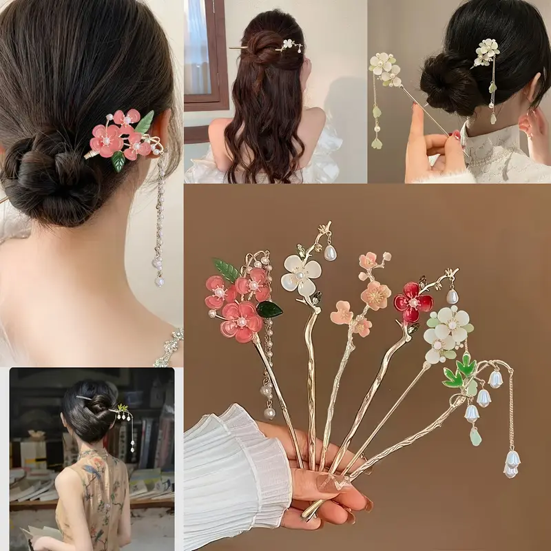 6pcs elegant floral metal hair sticks for women stylish flower shaped hairpins with intricate design daily use parties and photoshoots ideal valentines day gift headpiece cute hair accessories party hairpieces sophisticated accessory Product details 2
