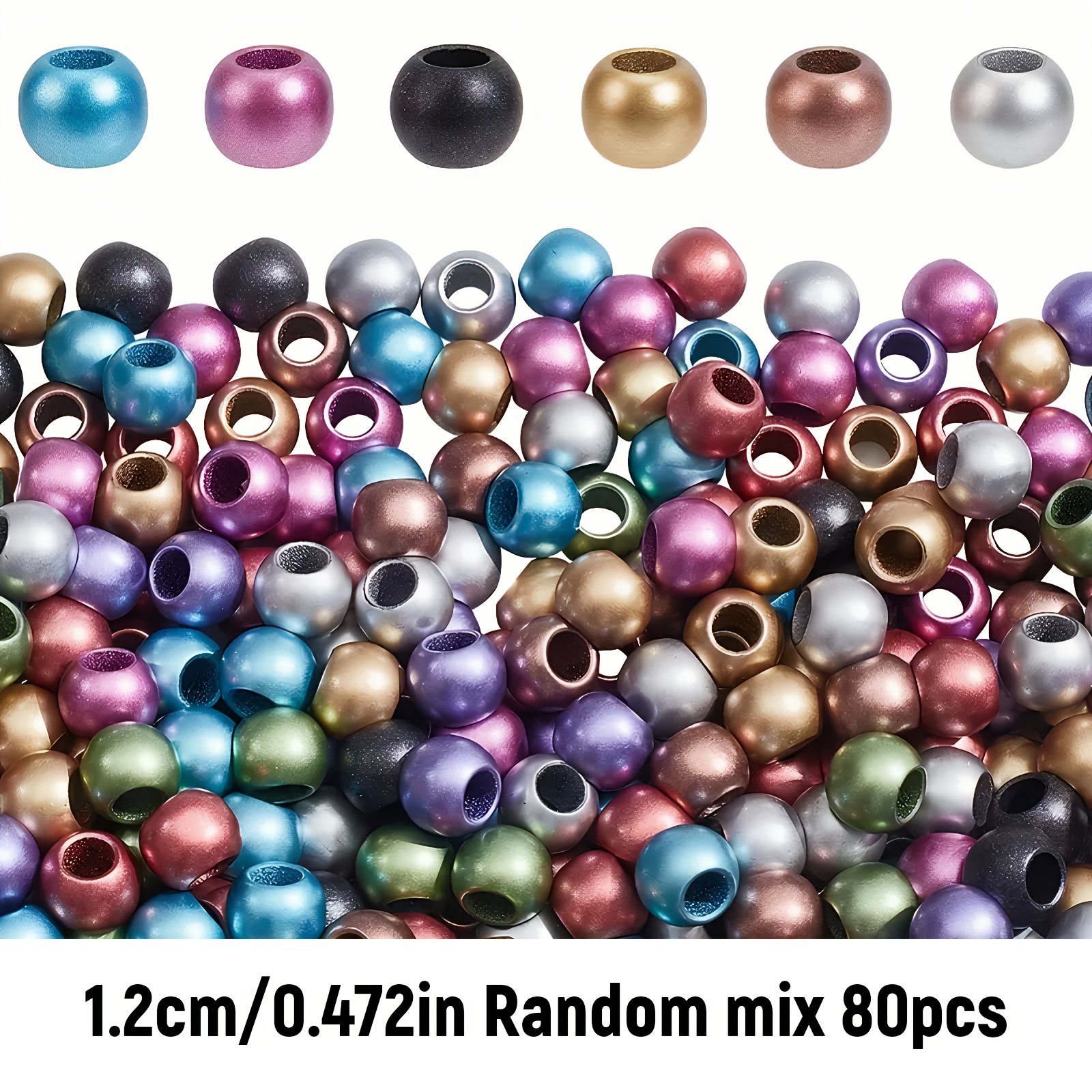 80pcs/120pcs 12mm/10mm Random Large Hole Round Bead, For Jewelry Making Bracelet Necklace Keychain Additions Handmade Materials