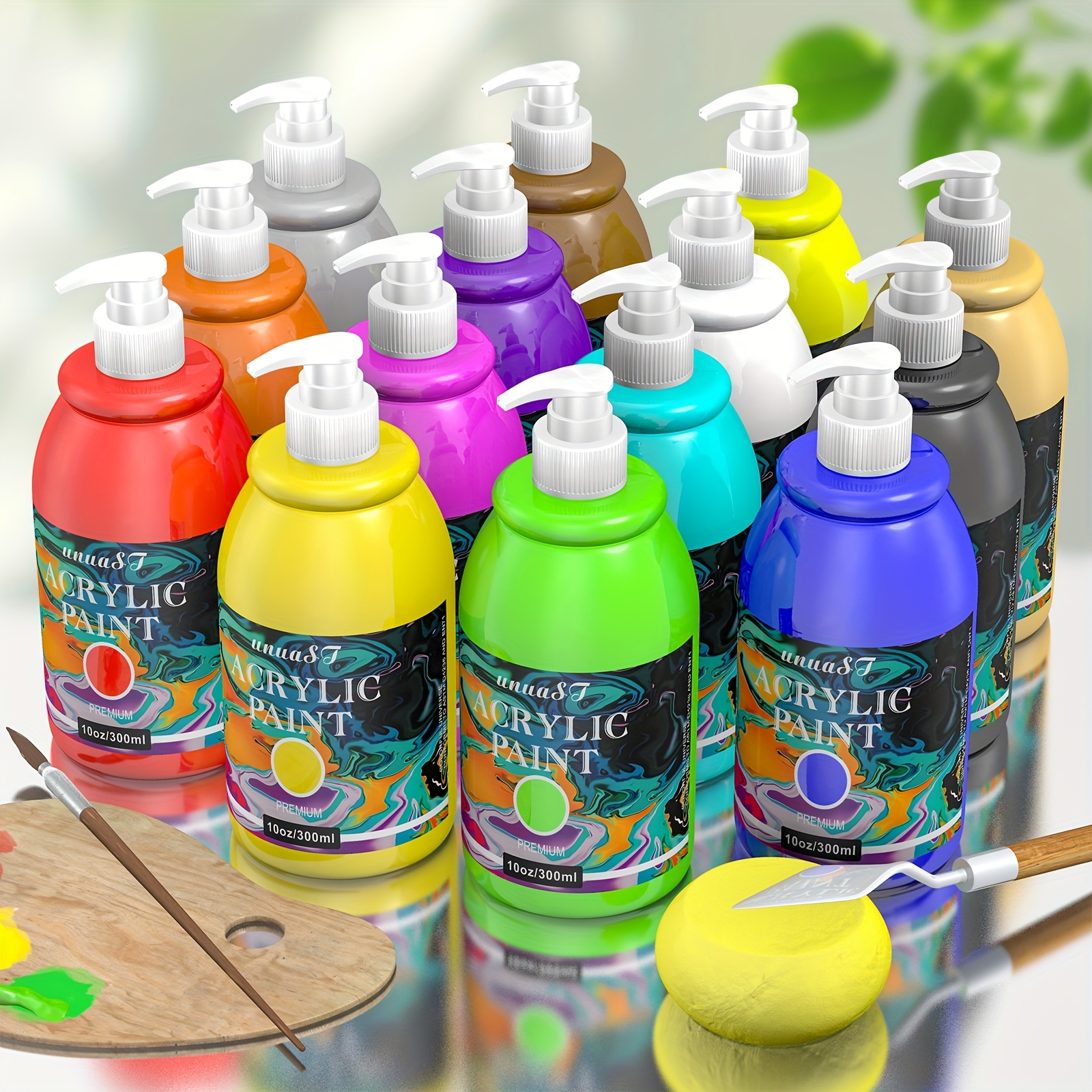 TEMU Acrylic Paint Sets For Adults (10oz/300ml), 14 Colors Large Bulk Acrylic Paints Kits Rich Painting Supplies For Artists/beginners, Acrylic Paint