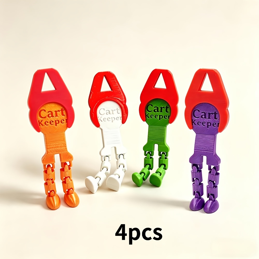 TEMU 4pcs Cart Unlocking Keychains, Supermarket Trolley Unlocking Tool, Shopping Cart , 3d Plastic Material, Classic Round Shape, Portable And
