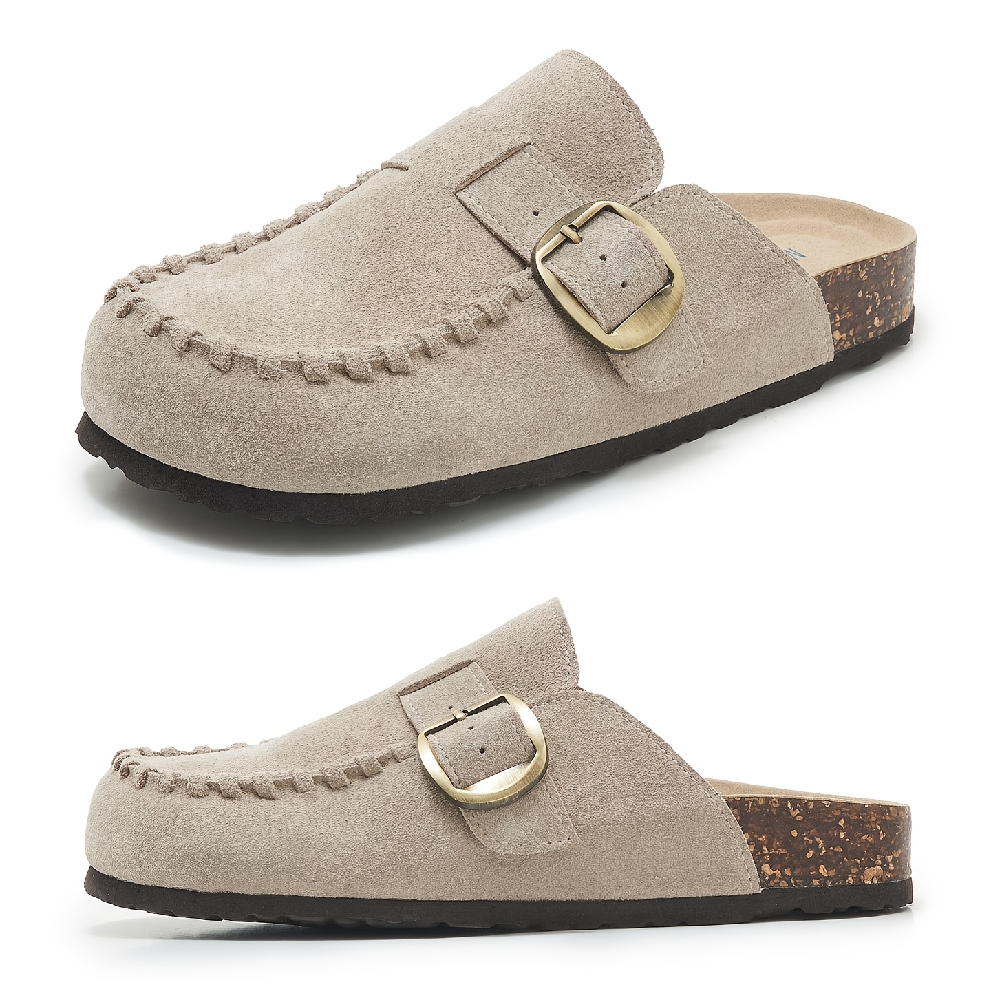 Men's And Women's Full-wrap Wooden Bottom Cork Insole Comfortable Potato Shoes Non-slip Gardening Shoes, Women Shoes