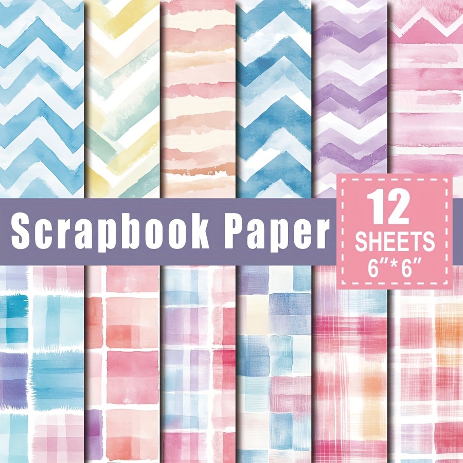 

12 Sheets Junk Journal Paper Pad In 6*6'', Art Craft Pattern Paper For Scrapingbook Craft Cardstock Paper, Diy Decorative Background Card Making Supplies-candy Watercolor