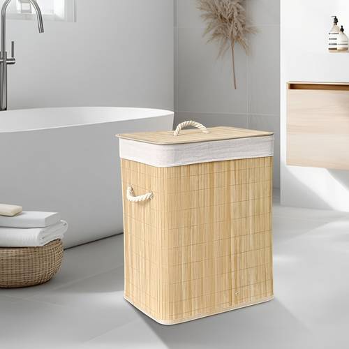 large capacity bamboo laundry basket with wheels foldable storage hamper with removable lid handles rectangular circular space saving organizer for bedroom bathroom laundry room large laundry basket natural durable construction laundry baskets