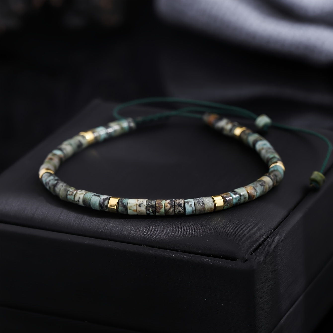 Men's African Turquoise Bracelet, Natural Stone Gift