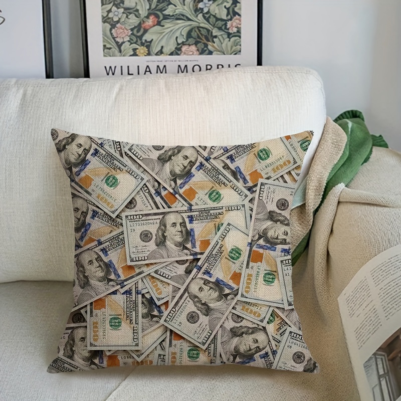 

Funny Dollar Design Pillow Cover 18x18 Inch - Double-sided, Reversible, Zip Closure - Bedroom & Living Room Decor, Machine Washable Polyester