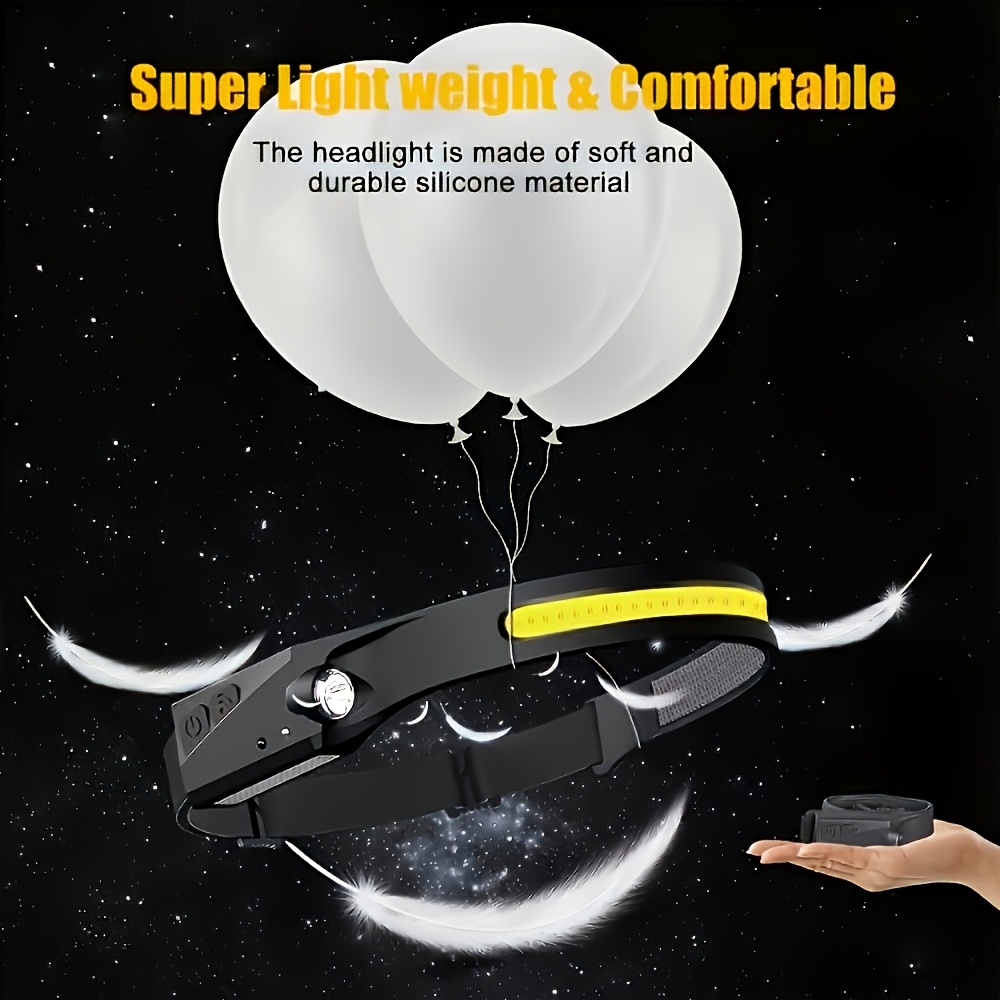 Rechargeable Motion-Sensor Wide-Beam Headlamp with 5 Modes