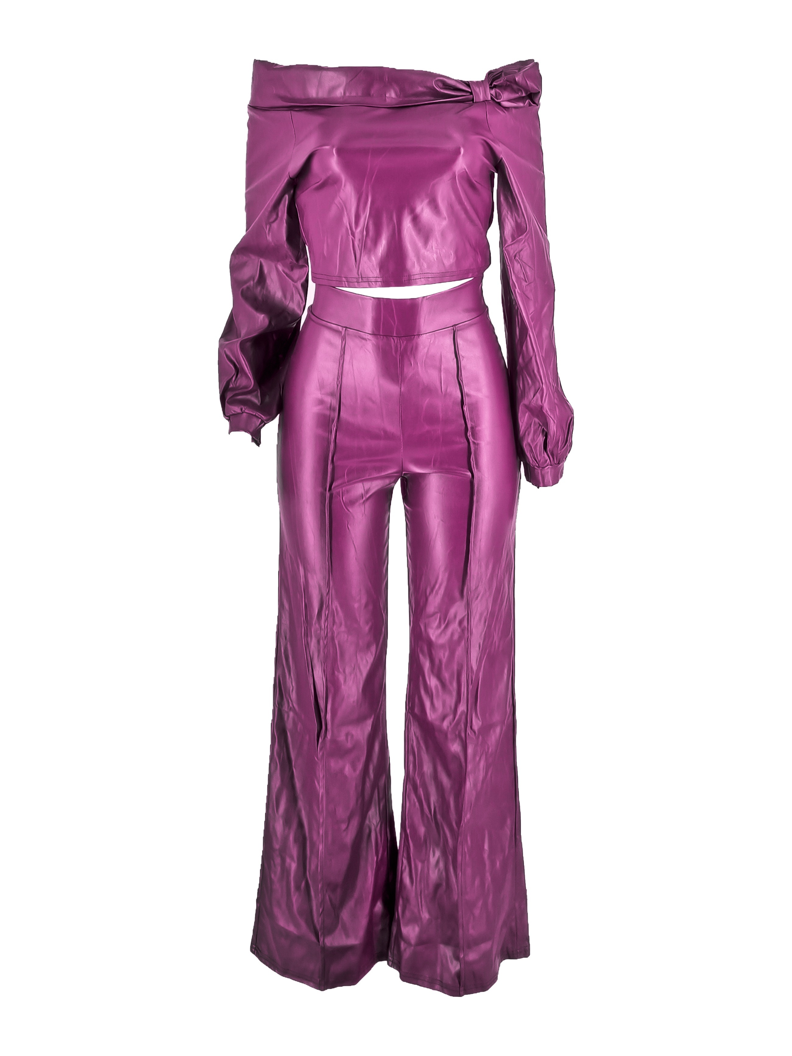 2pc Women Clothing Set Women Modely Off Shoulder Peplum Top Wide Leg Pants  Without Belt, M1784263, Dusty Pink, L : Buy Online at Best Price in KSA -  Souq is now 