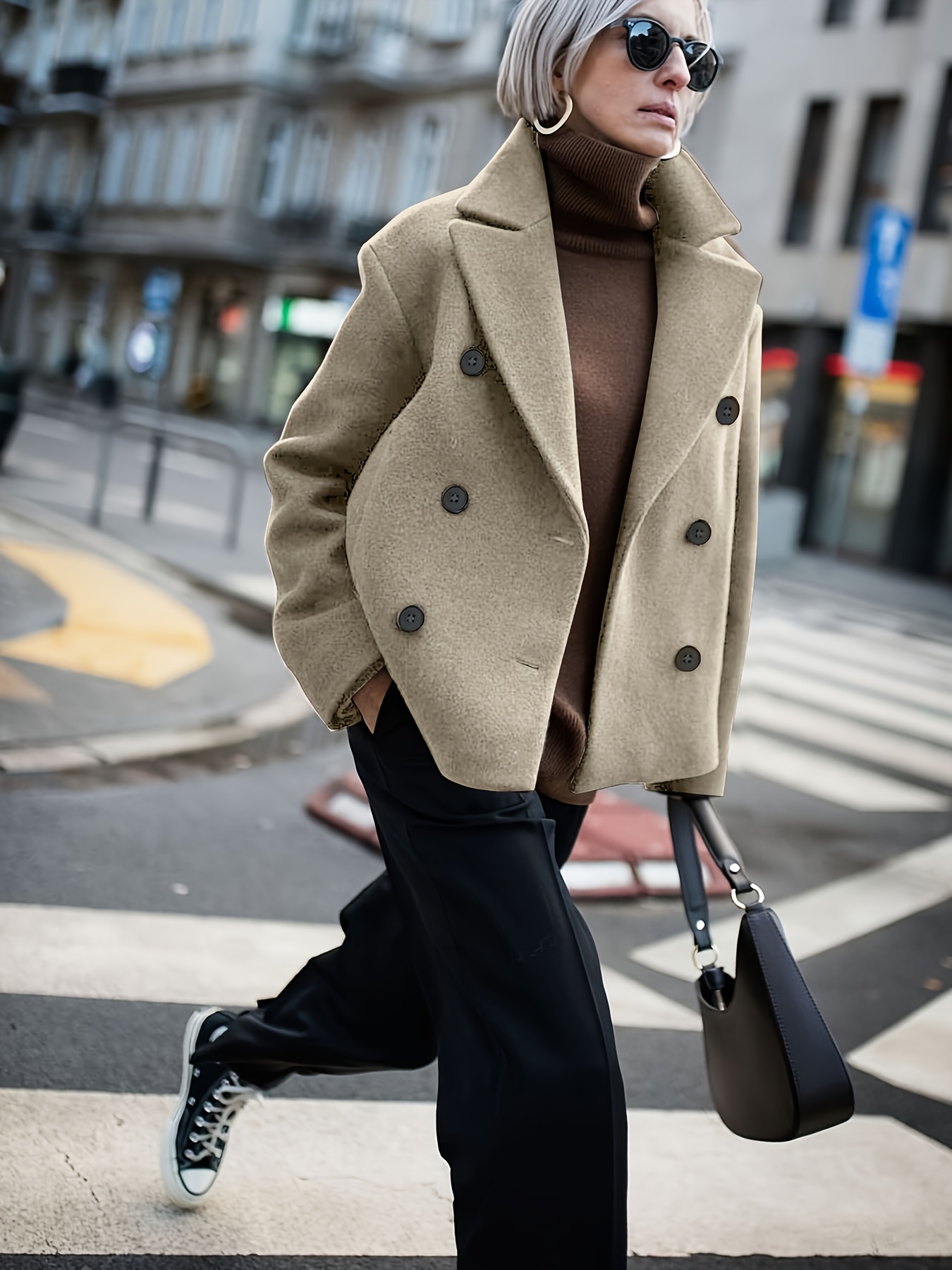 Casual Jackets Tan Peacoat Women's Women'S Elegant Brown