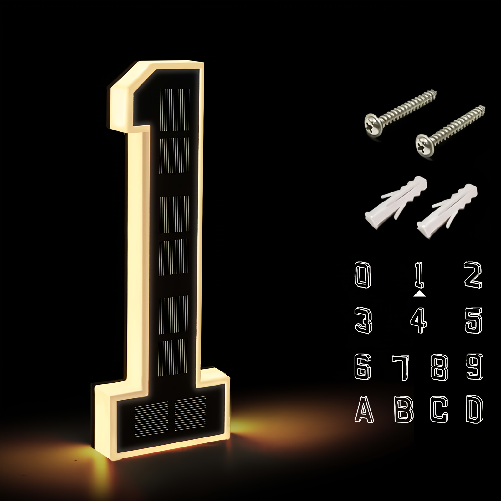 23cm Solar Led Address Sign, Led Number Light, No Wiring Required, , Led Lights, Suitable For Identifying Home, Shopping Mall Door Address Light