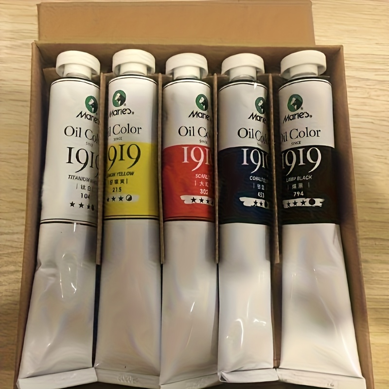 Image of [bright Oil Paint] Marie's 50ml Bright Oil Paint - Five-color Set With Good Coverage - Titanium White, Lemon Yellow, , Cobalt Blue