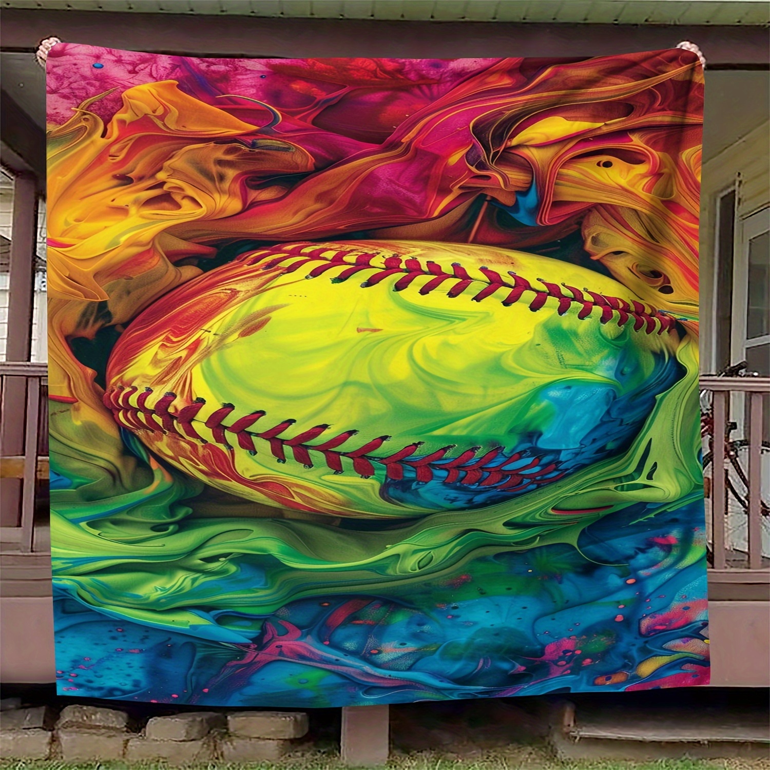 

1pc Color Block Baseball Painting Blanket Soft Flannel Sofa Blanket Tv Show Blanket Warm Cozy Nap Throw Blanket For Bed Sofa Travel