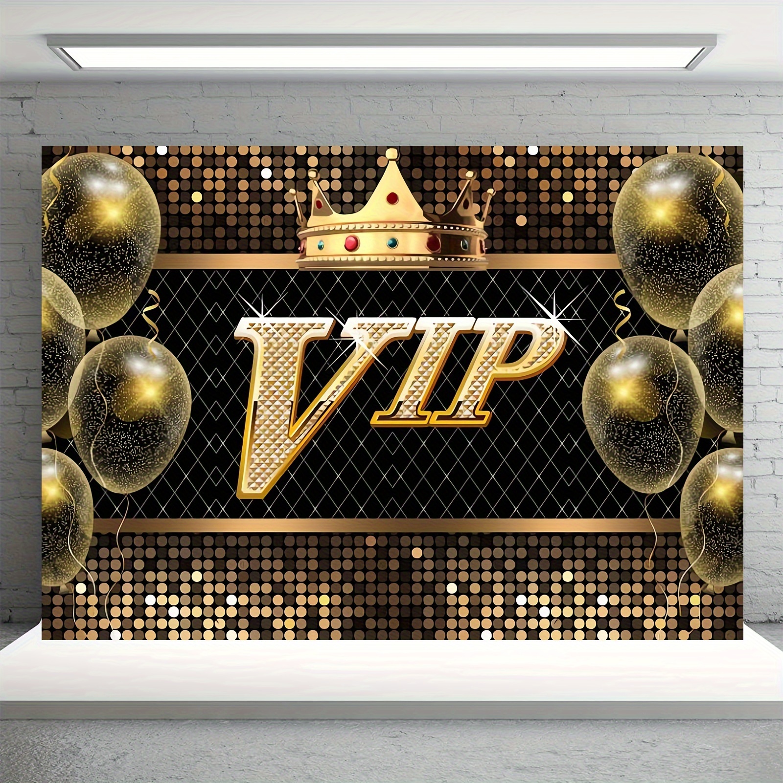 Photography Backdrop Vip Birthday Backdrop Ft Black Golden - Temu