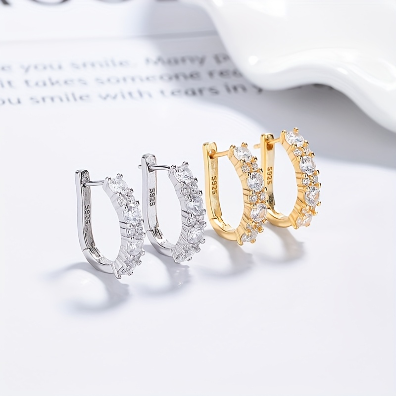 925 sterling silvery moissanite earrings for women with two colors of golden and silvery elegant and   sexy and   sparkling female charm jewelry party banquet mothers day local warehouse with exquisite gift box included Product details 0