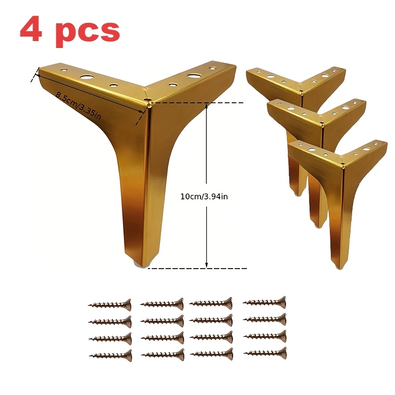 E-shop 4-teiliges Set Rautenförmige Metallmöbelbeine für Sofa, Couchtisch, TV-Schrank, Nachttisch Badezimmerschrank – Stabile Hardware-Zubehörteile für