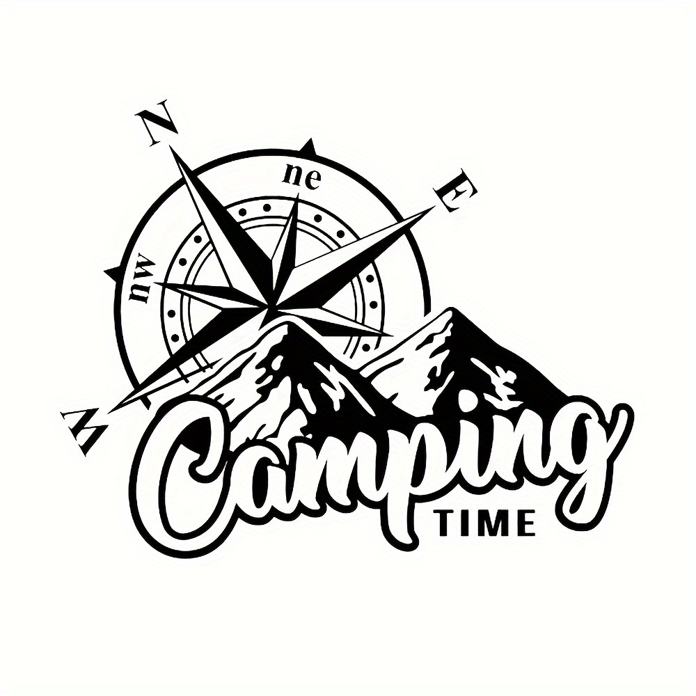E-shop Kompass Uhr Berg Camping Vinyl Dekoration für Front- und Heckscheiben, Kofferraumglas und abnehmbare Aufkleber für die Karosserie,