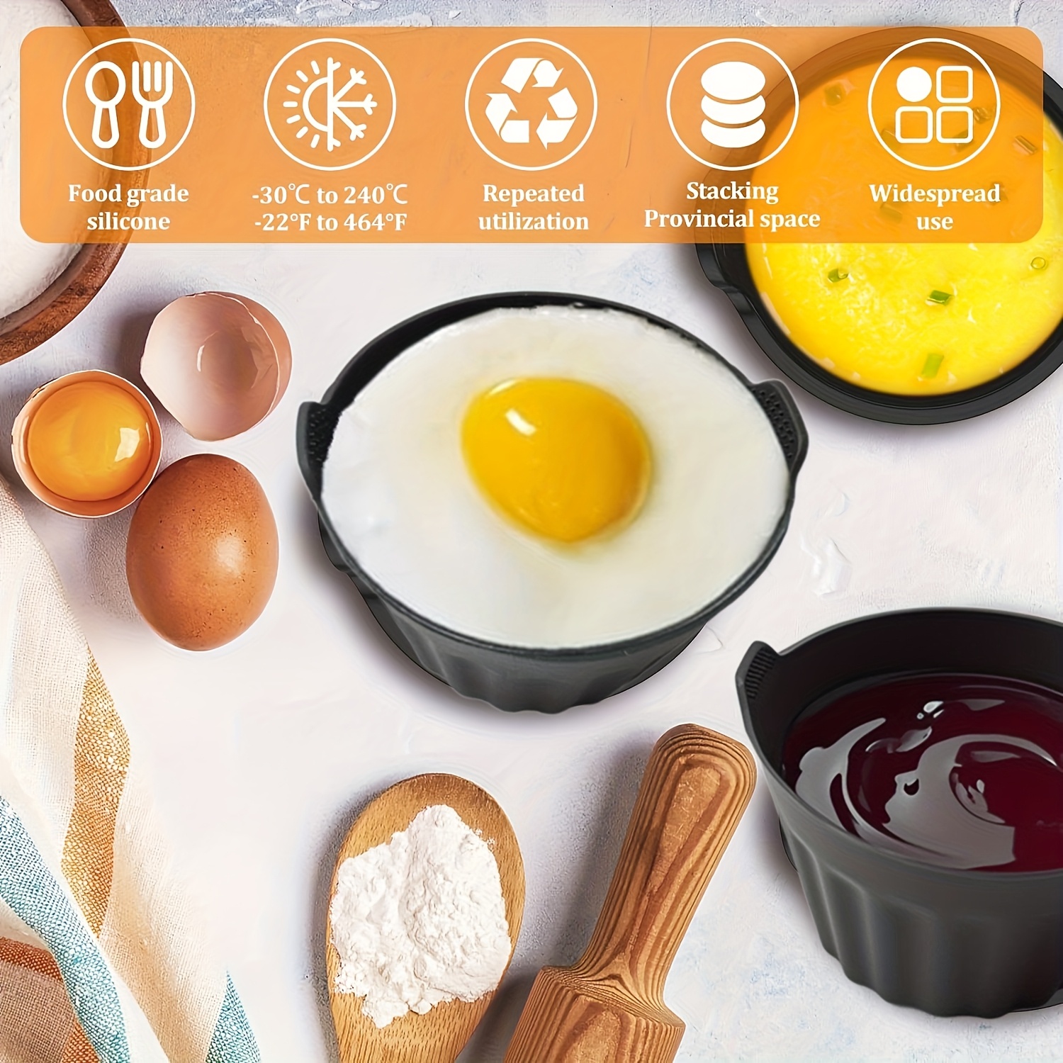 4pcs silicone cake mold reusable suitable for air fryer silicone mat air fryer omelette mini silicone omelette air fryer and toaster anti sticking   accessories Product details 5