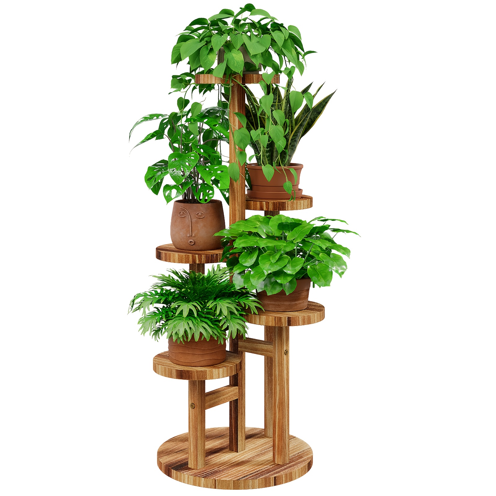   5 tier tall plant stand indoor tiered   wood plant shelf for multiple plants flower stand for patio garden   room bedroom