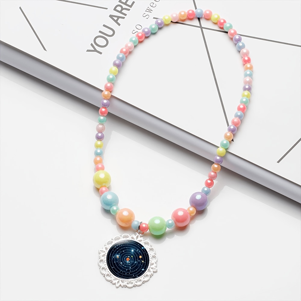 2pc Women's Educational Poster Jewelry Set, Planet Design