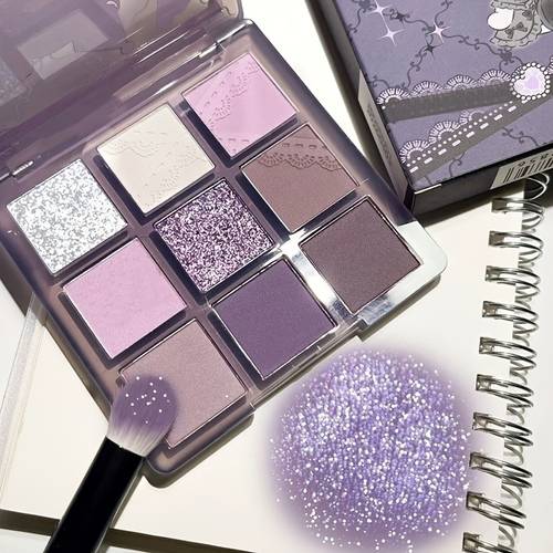 9 color eyeshadow palette smoked purple gray eyeshadow cosmetics pearlescent matte womens eyeshadow cosmetics