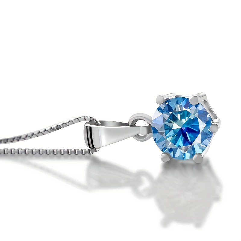 1CT Colored Moissanite Pendant Necklace — 925 Sterling Silver