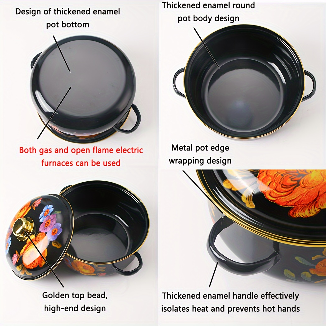 versatile enamel cooking pot large capacity   soups   more compatible with gas   ideal for home kitchens restaurants outdoor camping details 12