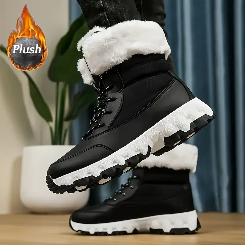 womens winter fashionable versatile anti slip plus velvet wear resistant comfortable warm trendy casual sports snow boots details 5