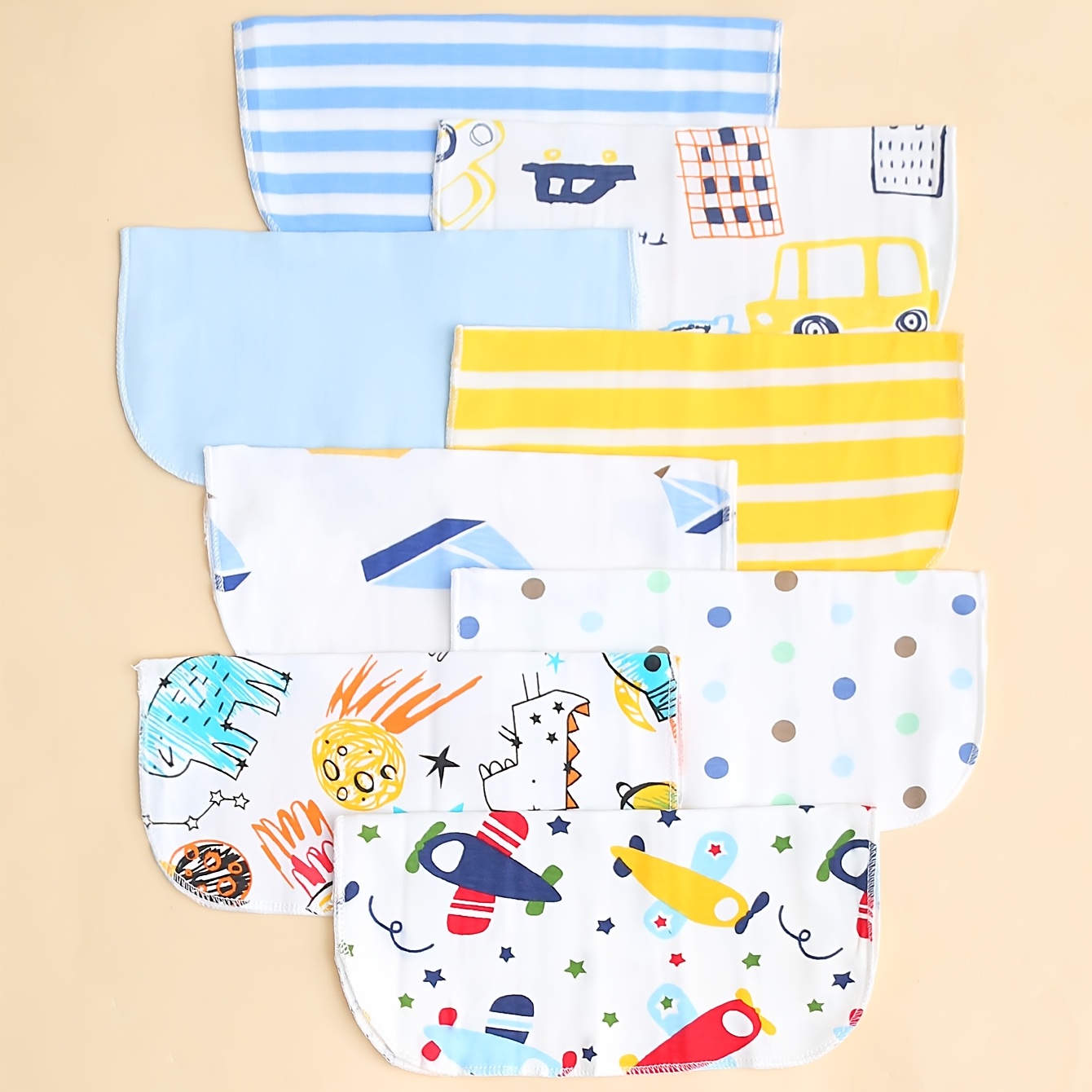 8pcs Feeding Nursing Towel, Cute Design Baby Washcloths Square Towel, Burp Cloth Bib, Soft Infant Bath Towel, Toddler Face Towel, Handkerchief, Baby Shower Gift For Newborn Infant Boy Girl