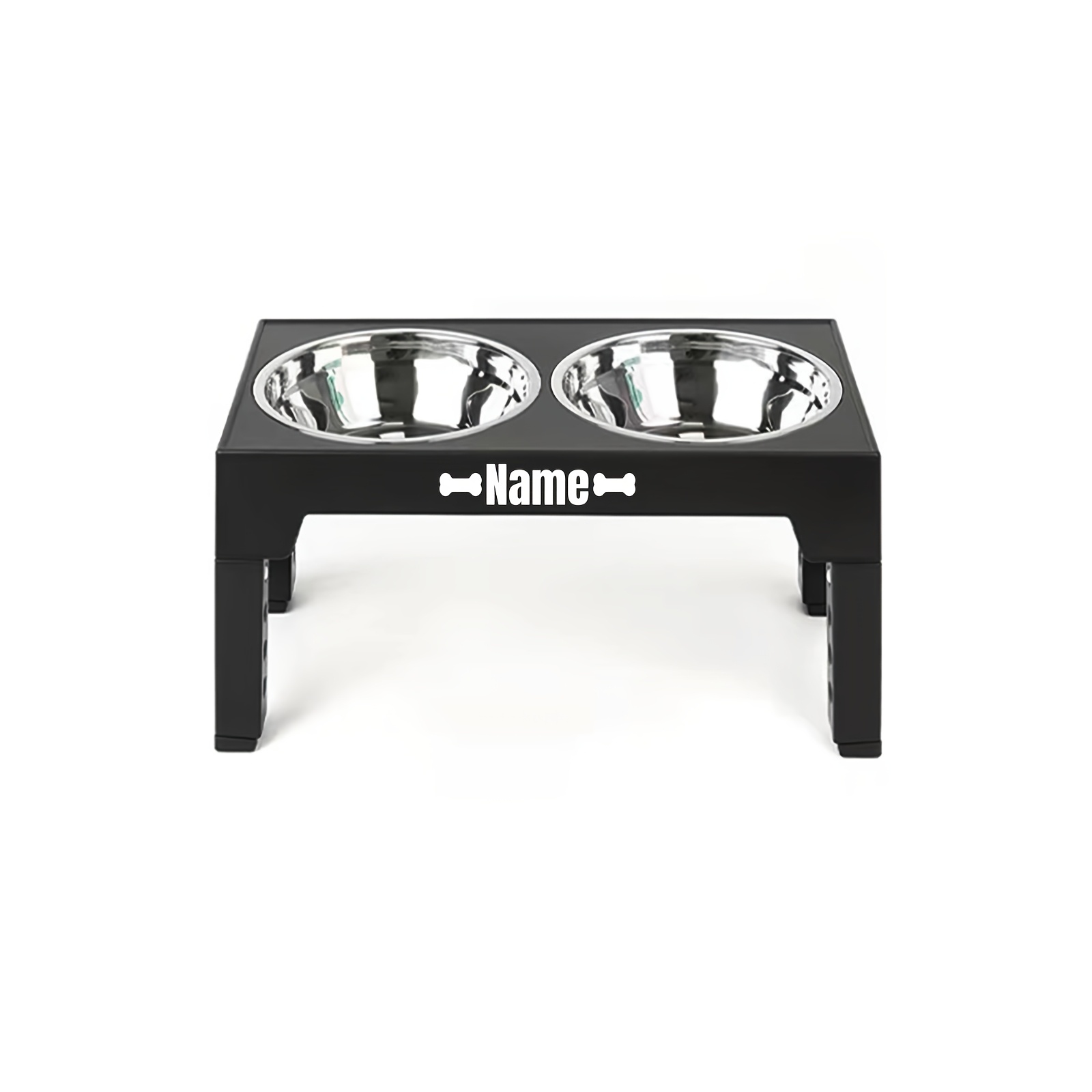 TEMU Custom Elevated Dog Bowls Featuring 2 Stainless Steel Food Bowls, Adjustable To 5 Different (3.15", 8.66", 9.84", 11.02", 12.2") Suitable For