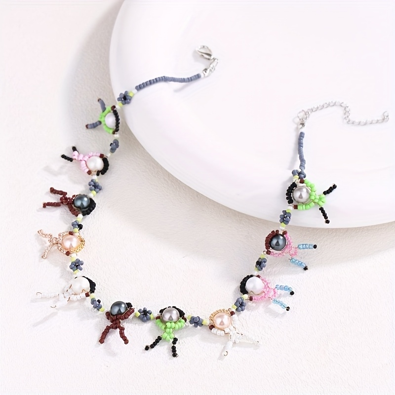 Boho Style Beaded Necklace with Freshwater Pearls