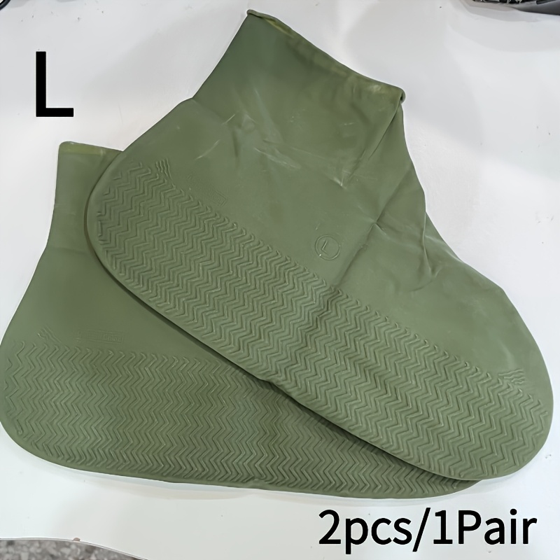 TEMU 삼세대 두꺼운 그린 라텍스 신발커버, 두껍고 내구성 강한 레인 부츠, 사이클링 및 아웃도어 레인 부츠 커버, 남녀공용 미끄럼방지 휴대용 레인 부츠