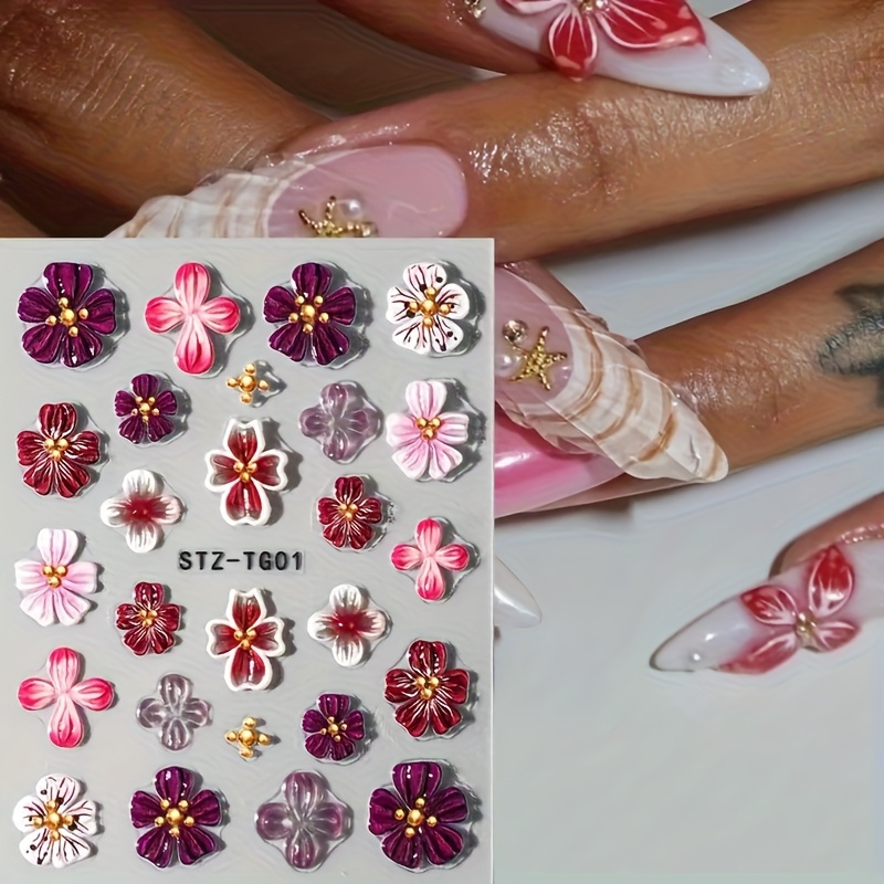 Purple Hibiscus Nail Decals