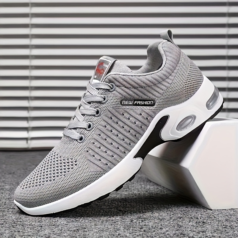 TEMU [sneakers] Men's Casual Sneakers, Comfortable And Lightweight Knit Fabric For , Fashion Lace-up Running Shoes With Shock Absorption And Non-slip