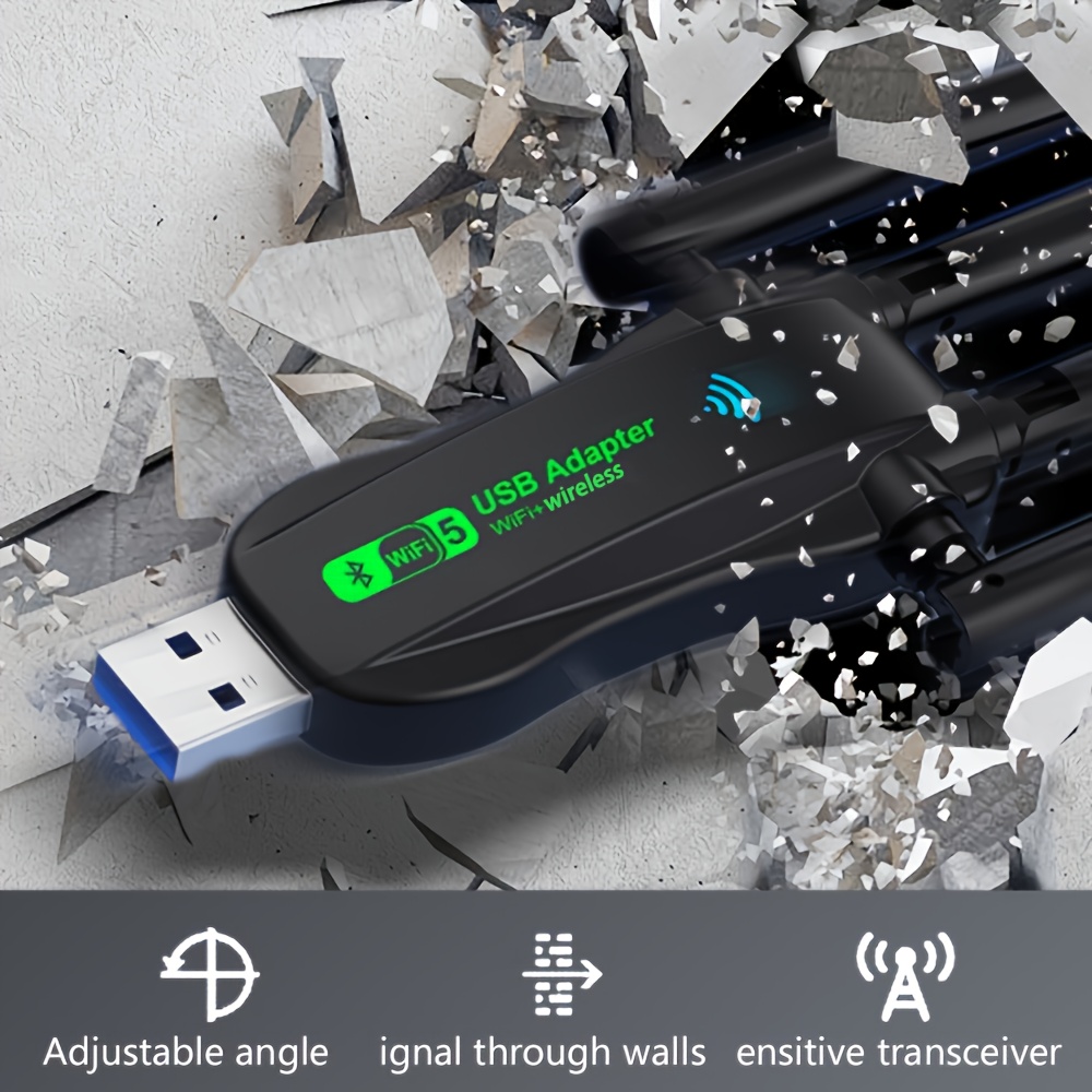 2-in-1 4.2 + Dual-Band WLAN 1300M, kabellose USB-Netzwerkkarte, BT + WLAN kabellose Netzwerkkarte, Dual-Band Concurrent, High-Speed Internet-Zugang, keine Treiber erforderlich, Plug and Play, BT und WLAN Internetarbeiten ohne Interferenz