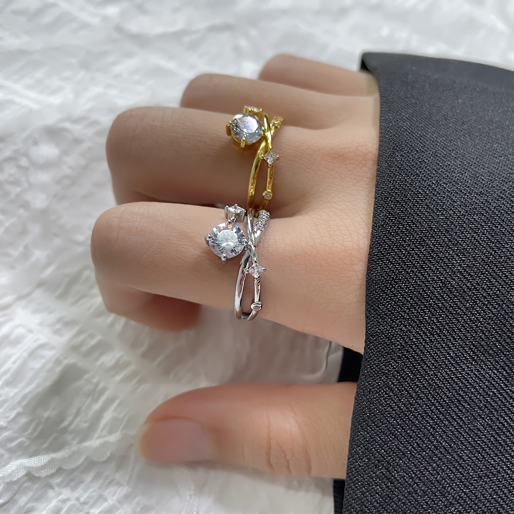 Cosmic Orbit Copper Ring with Zirconia
