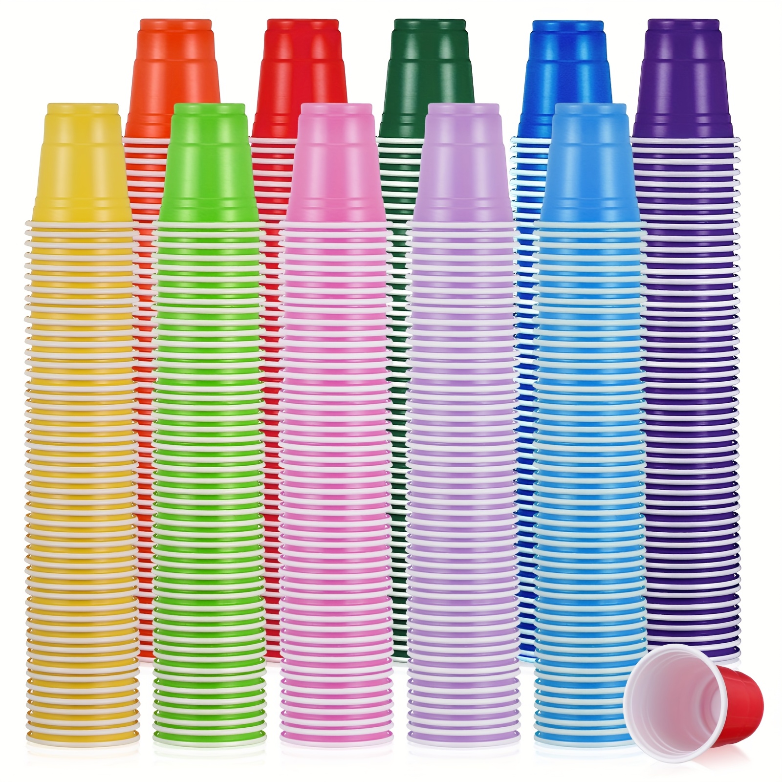 TEMU 1000 Packs Plastic Shot Glasses 2oz/ 60ml Disposable Shot Glasses Bulk Assorted Party Cup For S Birthday Wedding Bbq Picnic Camping Daily Color