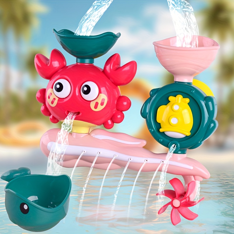Suction Cup Bath Toy Set for Kids, Rotating Water Wheel Fun