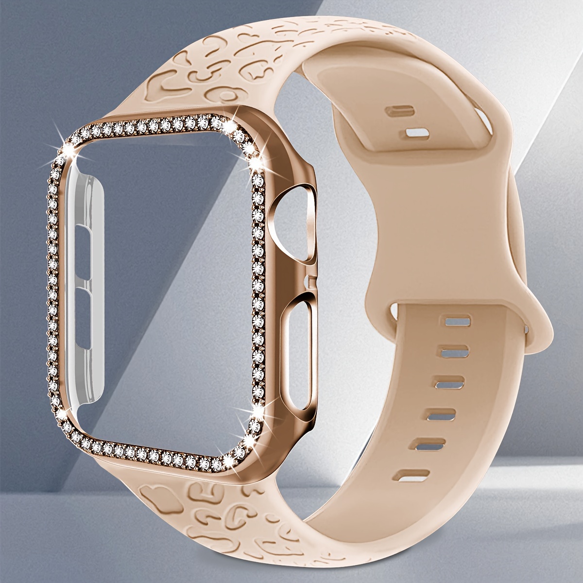 E-shop Zwei Fliegen mit einer Klappe schlagen: Armband + glänzendes Diamantgehäuse, kompatibel für iWatch Band 40mm, 41 mm ,44 mm, – Herren Damen.