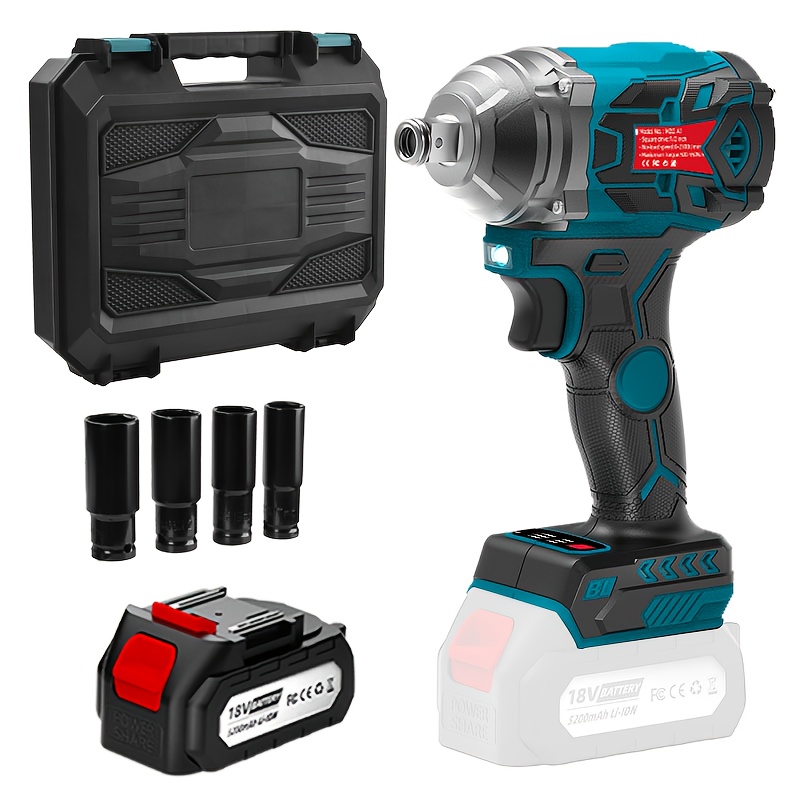 TEMU Impact Wrench Brushless, Wireless Impact Wrench, Brushless Lithium-ion Electric Wrench, Rechargeable Impact Wrench, 21v Cordless Impact Gun,