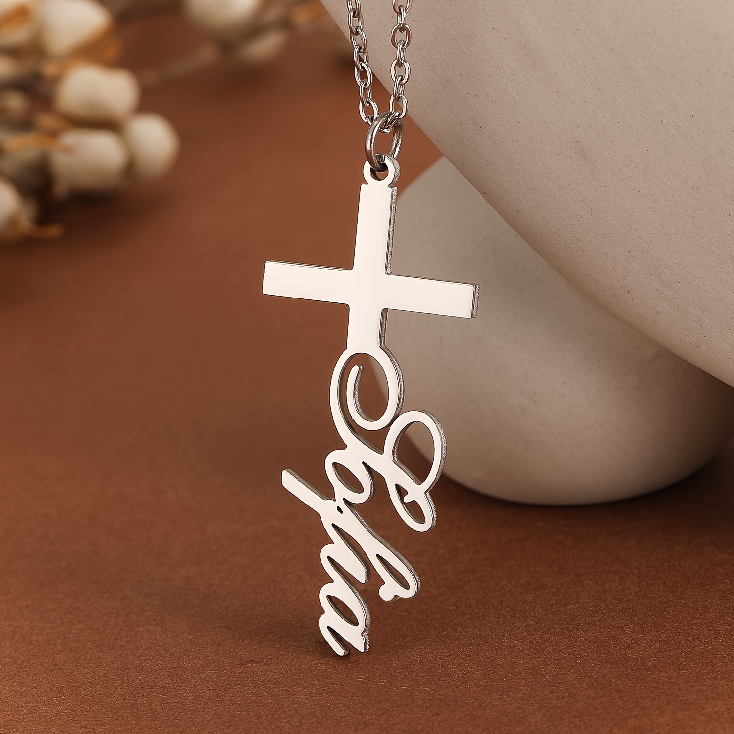 Custom 1pc Personalized Easter Gift 304 Stainless Steel Customized Vintage Name Pendant Necklace For Women Gift