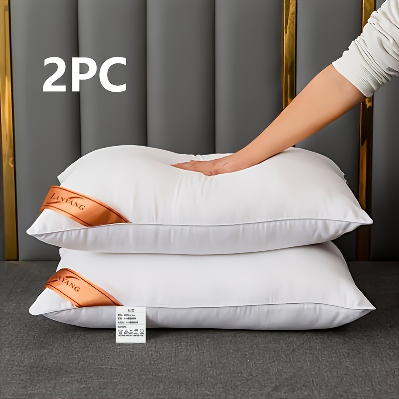 2-pack Luxury High Pillow White Rebound High Pillow Pillows, Pair Of Solid Comfortable Bedroom Bed Sleeping Pillows, 5- Home Single Adult High Pillow Pillows, Pair