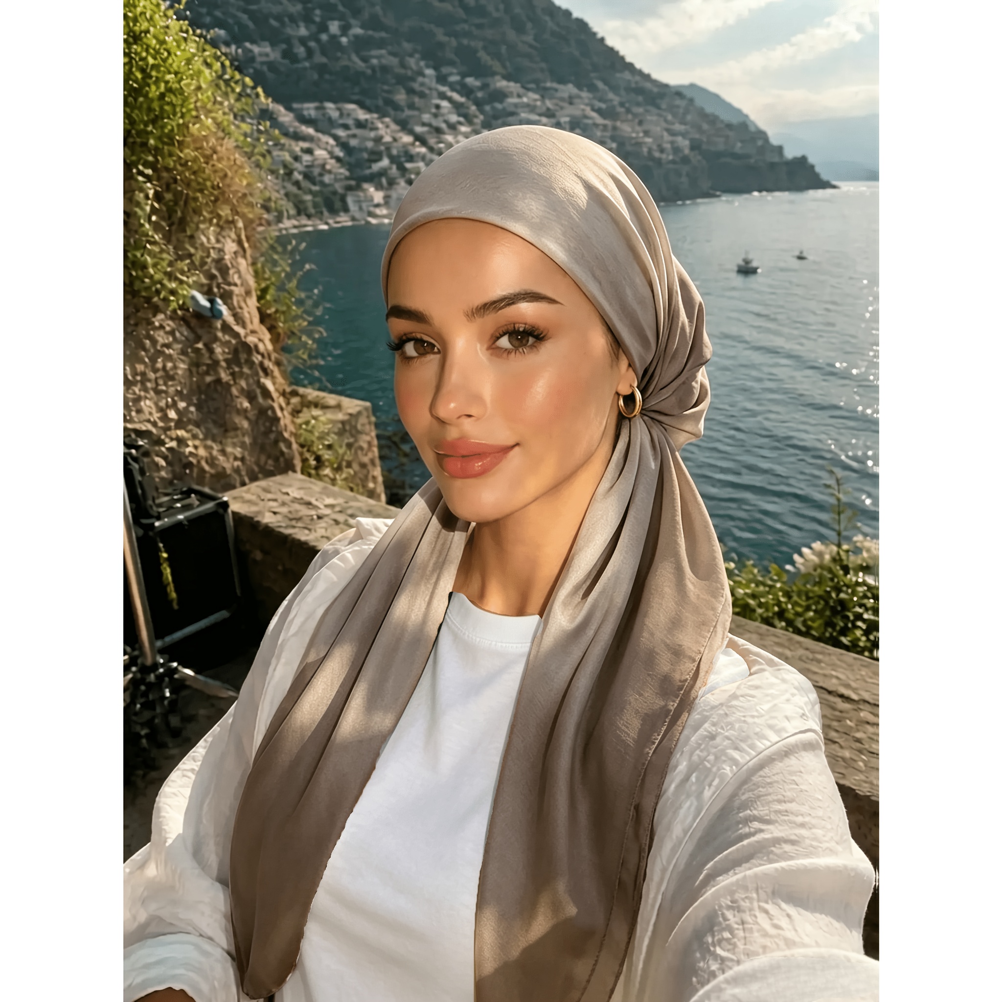 TEMU Women's Headscarf, Non-turban Gradient Chiffon Scarf With Draped Feel, Skin-friendly And Breathable, Daily Wear/photo-friendly Temperament Style