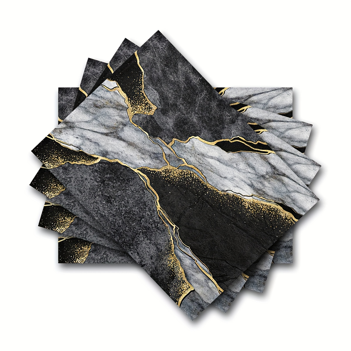 

4pcs, Linen Placemats, Black And Texture Design Table Mats, Abstract Style Washable And Foldable Dining Table Mats, Kitchen Decor