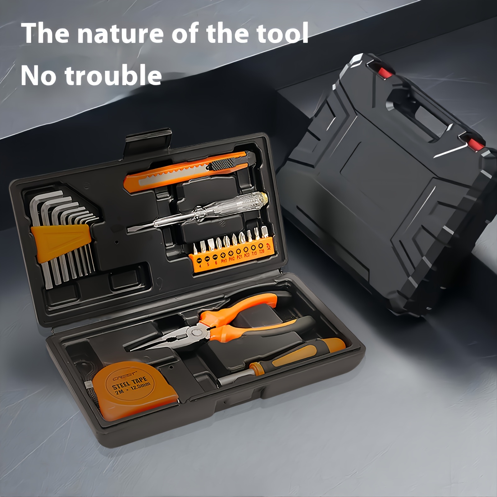 TEMU Home Manual Tool Box Set 23pcs Tool Box Kit, Repair Tools Hardware Combination Family Car Repair Tool Box Suitable For Courtyard Household Tool Set Repair Tool Decoration Installation Garden